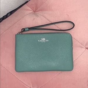 Coach mint green wristlet wallet